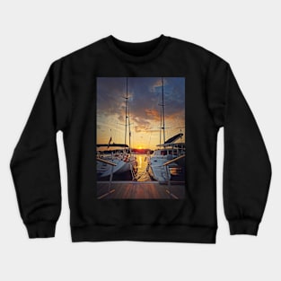 Sunset scene at the harbor Crewneck Sweatshirt